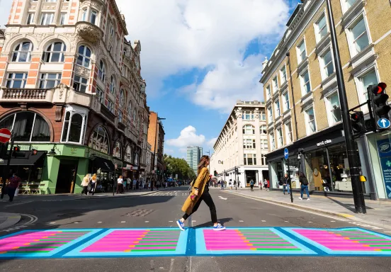 Asphalt art on crosswalk
